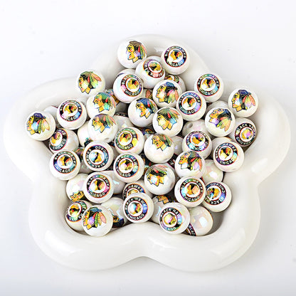 100Pcs US 32 NHL Ice Hockey Teams Printed Beads Beaded DIY Keys Mobile Phone Chain Handmade Jewelry Accessories Spot