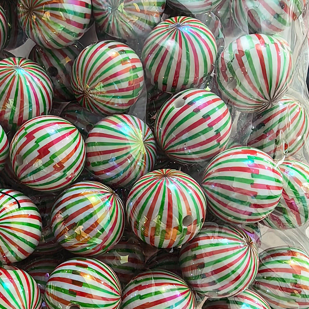 100Pcs 20mm acrylic checkerboard beads christmas striped beads DIY handmade beaded jewelry accessories loose bead material
