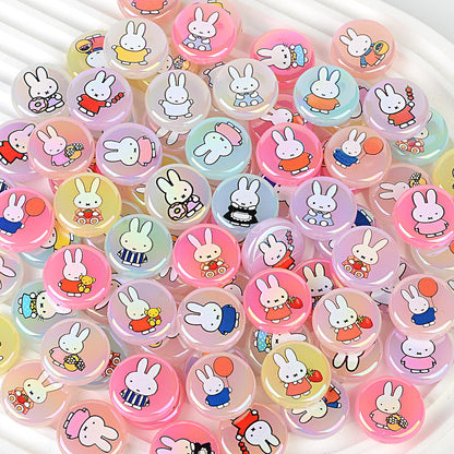 24Mm acrylic disc Miffy rabbit pattern printed round cake bead pen mobile phone chain bag hanging DIY jewelry accessories