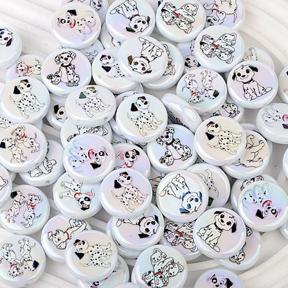 100Pcs Acrylic 101 Loyal Dog Spotted Dog Pattern Printed Beads DIY Handmade Beaded Loose Beads Mobile Phone Chain Jewelry Accessories