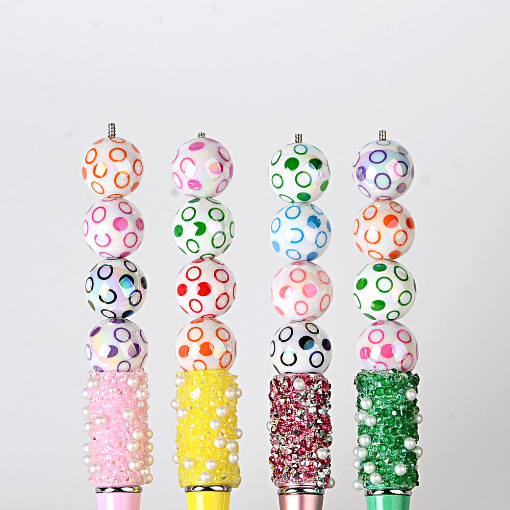 100Pcs 16mm color-plated bubble dot circle printing beaded DIY bead pen mobile phone chain keychain car hanging and other accessories