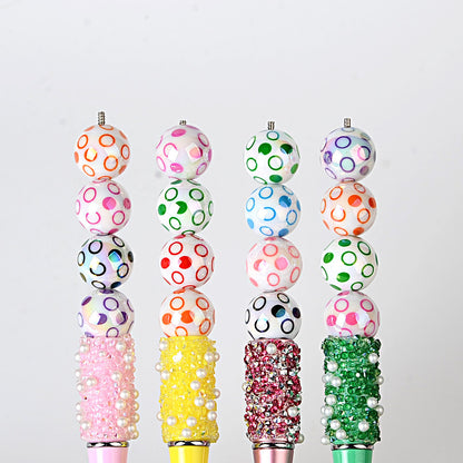 100Pcs 16mm color-plated bubble dot circle printing beaded DIY bead pen mobile phone chain keychain car hanging and other accessories
