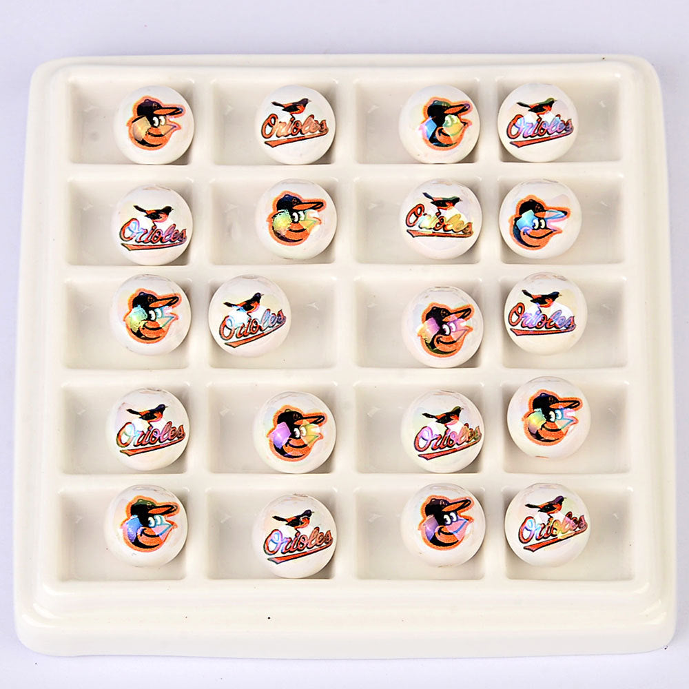 100Pcs acrylic printing MLB baseball round beads 16MM loose beads DIY bead pen car hanging accessories