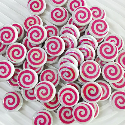 100Pcs acrylic color-plated double-sided printing whirlwind donut straight-hole beads, biscuit beads DIY mobile phone chain jewelry accessories
