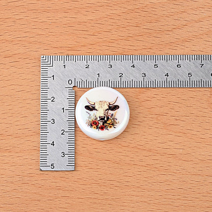 100Pcs American Western Country Wind Bullhead Printed Flat Beads DIY Handmade Beaded String Pen Mobile Phone Chain Pendant Accessories