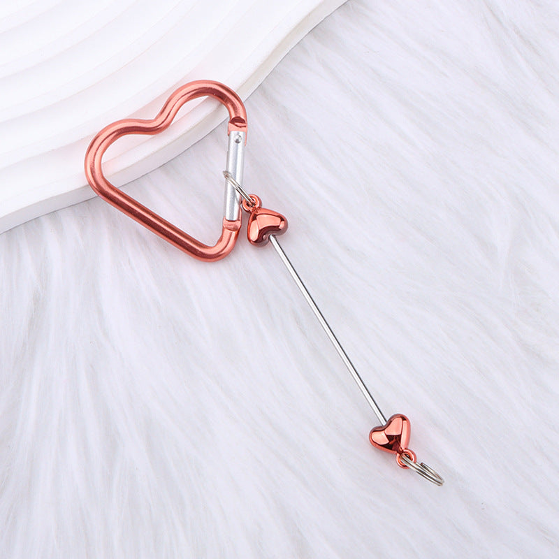 New DIY beaded love pole mountaineering buckle, gourd hook keychain wallet, backpack pendant heart-shaped outdoor use