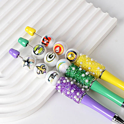 100Pcs 16MM American NFL32 football teams printed round beads DIY double-sided printed bead pen car hanging mobile phone with