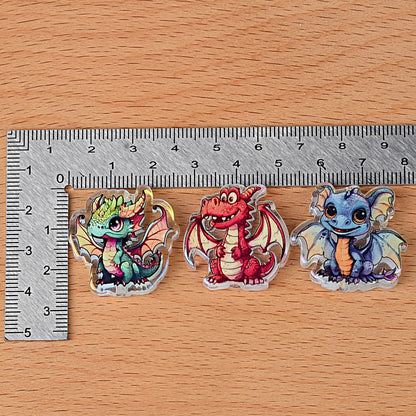 100Pcs UV color-plated double-sided printing color dinosaur acrylic sheet beads DIY bead pen bag accessories