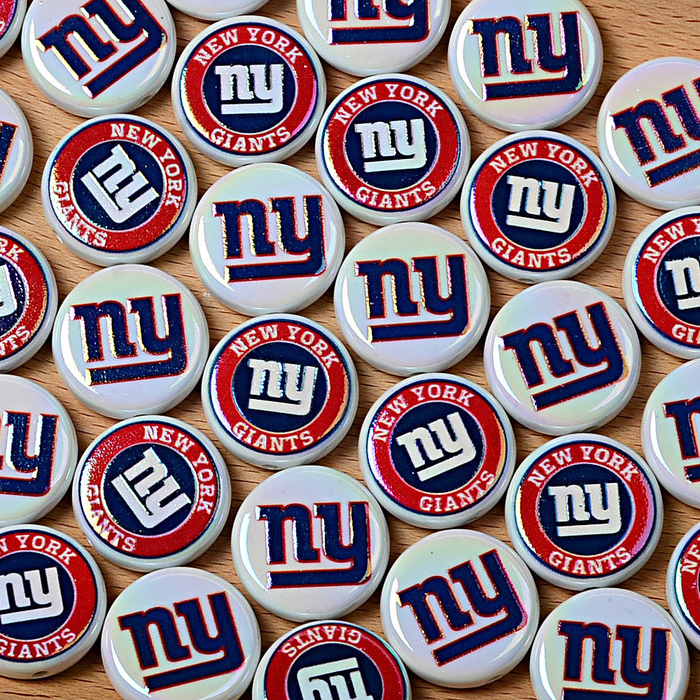 100Pcs 24mm NFL Football Team Acrylic Double Sided Printed Through Hole Beads DIY Bracelet Round Cake Beads