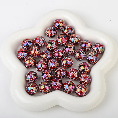 100Pcs UV plated color two-color paisley pattern cashew flower beaded DIY beaded pen mobile phone chain pendant loose bead jewelry with