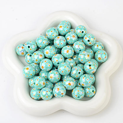 100Pcs acrylic solid color plating color printing sun flower DIY live broadcast mobile phone rope keychain pen accessories beads