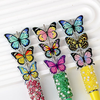 100Pcs double-sided UV high definition printing butterfly acrylic sheet beads DIY bead pen loose beads mobile phone chain accessories wholesale