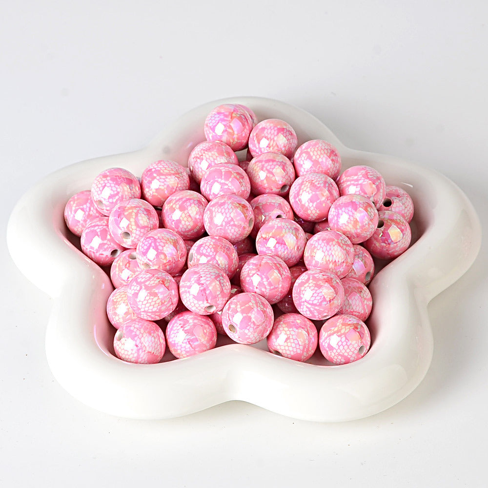 100Pcs UV plated color printing lace beaded DIY jewelry beaded pen mobile phone chain keychain car hanging and other accessories