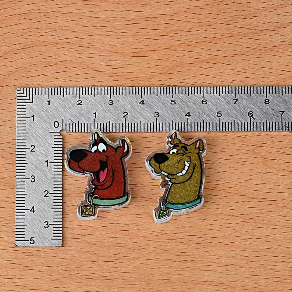 100Pcs Through Hole Embossed Cartoon Scooby Doo Acrylic Sheet Beaded DIY Mobile Phone Chain Keychain Pen Accessories