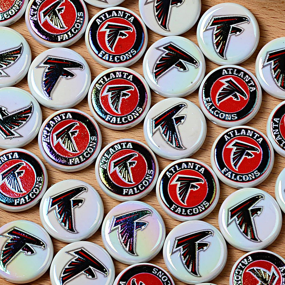 100Pcs 24mm NFL Football Team Acrylic Double Sided Printed Through Hole Beads DIY Bracelet Round Cake Beads