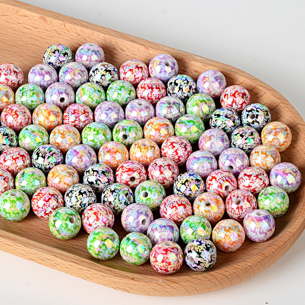 100Pcs 16mm Christmas full print elk acrylic beads DIY handmade beaded earrings bracelet material jewelry accessories
