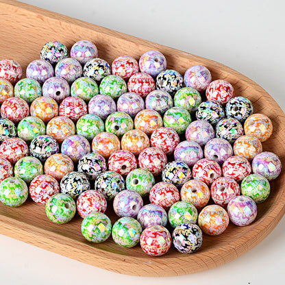 100Pcs 16mm Christmas full print elk acrylic beads DIY handmade beaded earrings bracelet material jewelry accessories