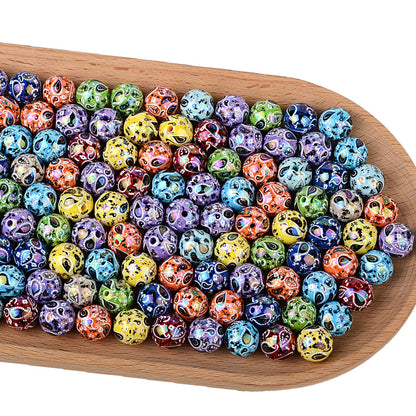 100Pcs UV plated color two-color paisley pattern cashew flower beaded DIY beaded pen mobile phone chain pendant loose bead jewelry with