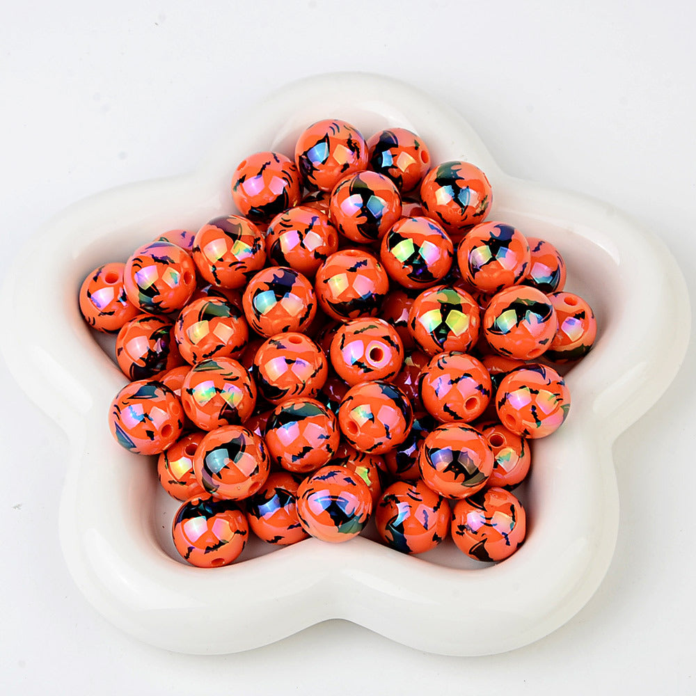 16Mm acrylic UV plated Halloween bat beads DIY handmade beaded pen mobile phone chain accessories