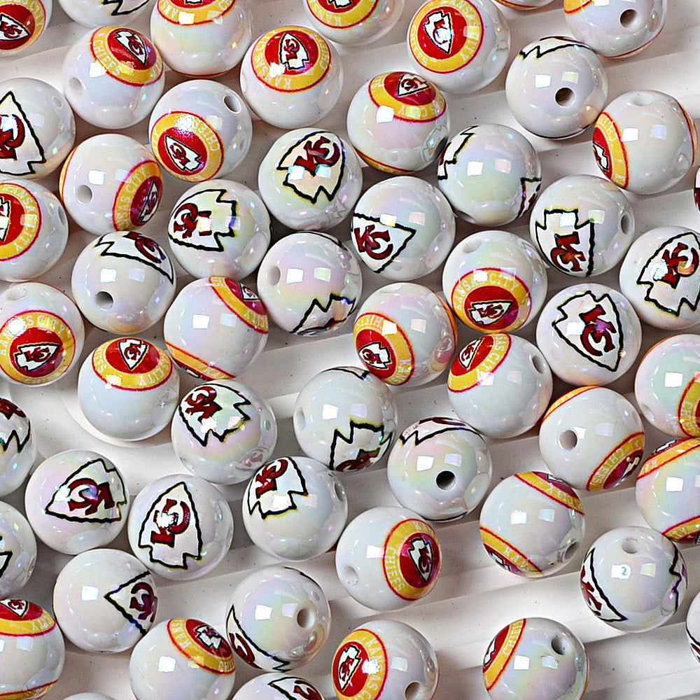 100Pcs 16MM American NFL32 football teams printed round beads DIY double-sided printed bead pen car hanging mobile phone with