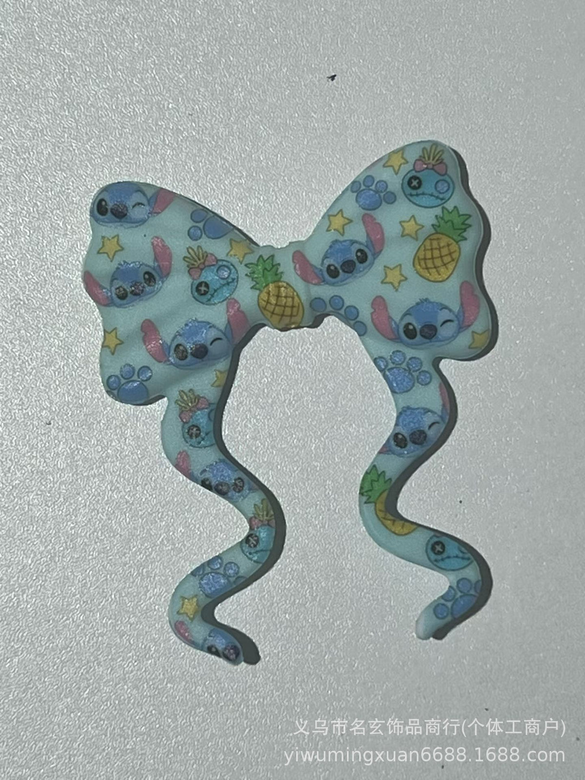 70*59mm双面印花飘带蝴蝶结燕尾蝴蝶结竖孔diy咕笔串珠笔包挂配件