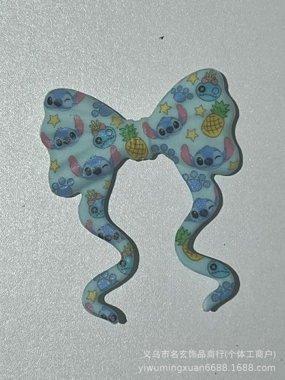 70*59mm双面印花飘带蝴蝶结燕尾蝴蝶结竖孔diy咕笔串珠笔包挂配件