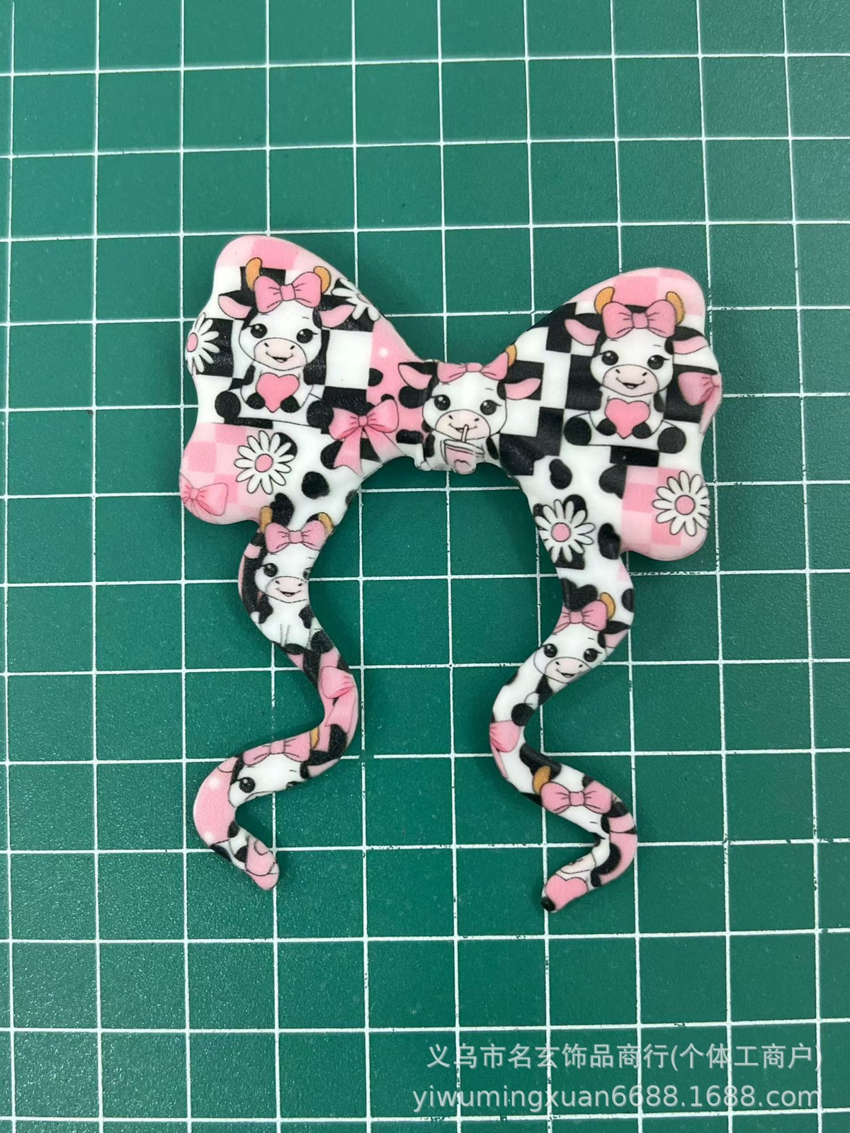 70*59mm双面印花飘带蝴蝶结燕尾蝴蝶结竖孔diy咕笔串珠笔包挂配件