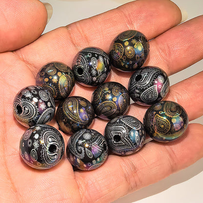 100Pcs Symphony Laser Cashew Flower Acrylic Beads, Retro Paisley Loose Beads DIY Bracelet Beaded Jewelry Accessories