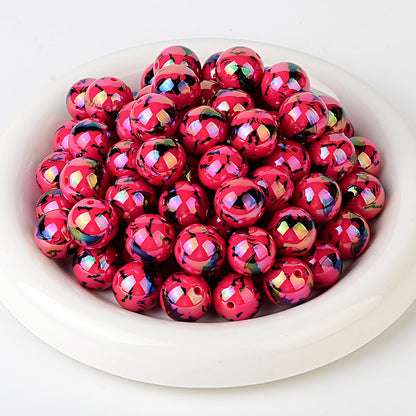 100Pcs acrylic UV plated colorful multi-color Halloween printing bat round beads DIY handmade string pen mobile phone chain accessories