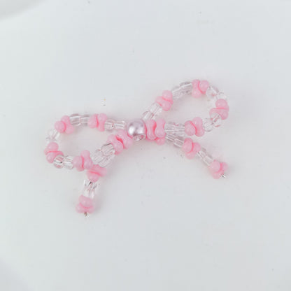 Versatile bow cute pen beaded DIY accessories mobile phone hanging beaded chain millet beads finished bow accessories
