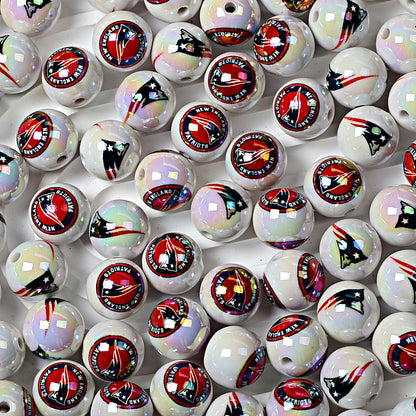100Pcs 16MM American NFL32 football teams printed round beads DIY double-sided printed bead pen car hanging mobile phone with