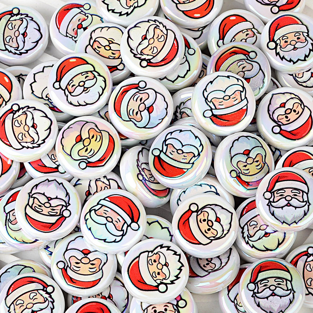 100Pcs Christmas themed acrylic flat beads Santa snowman Christmas tree gingerbread man DIY handmade accessories wholesale