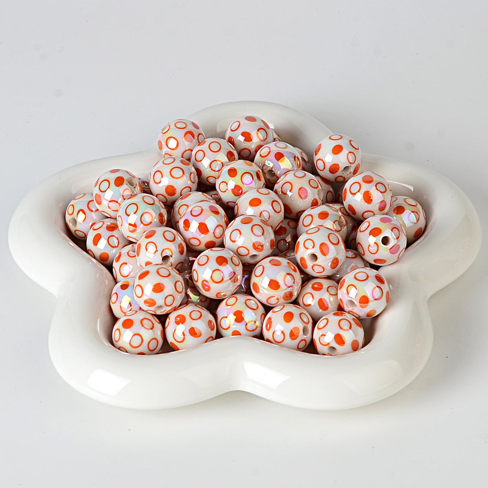 100Pcs 16mm color-plated bubble dot circle printing beaded DIY bead pen mobile phone chain keychain car hanging and other accessories