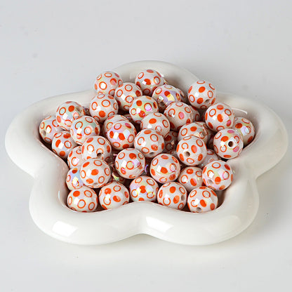 100Pcs 16mm color-plated bubble dot circle printing beaded DIY bead pen mobile phone chain keychain car hanging and other accessories