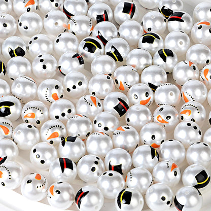100Pcs Christmas doll snowman round beads DIY mobile phone keychain bead pen earrings jewelry accessories materials