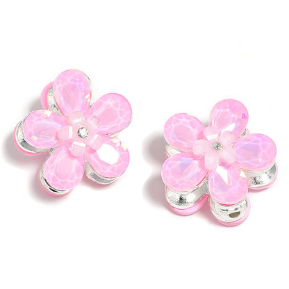 10pcs diy alloy accessories rhinestone Mickey head five petal flower through hole beads can be strung pen mobile phone chain beading accessories