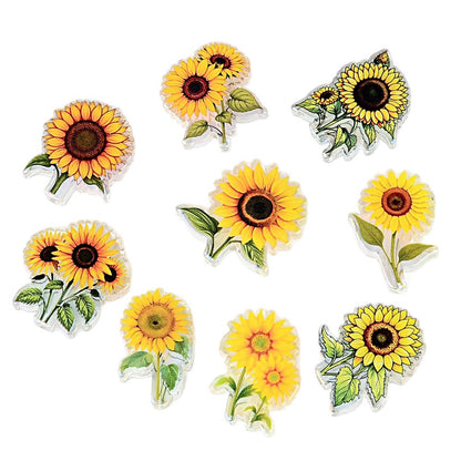 100Pcs sunflower acrylic sheet beads handmade DIY beaded accessories, sunflower transparent printing patch jewelry material