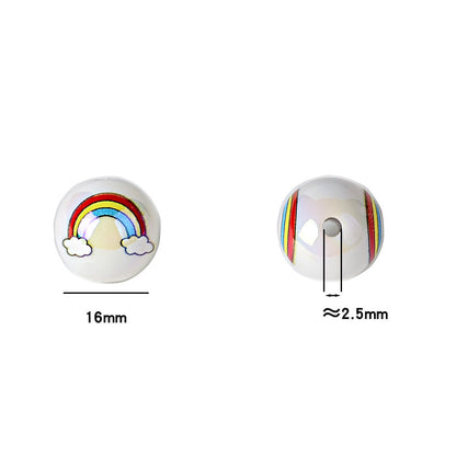 100Pcs 16mm double-sided printed acrylic rainbow cloud beads DIY mobile phone chain pendant car hanging keychain chain accessories