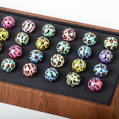 100Pcs acrylic two-color printing leopard print straight hole round bead DIY bead pen mobile phone chain keychain jewelry accessories wholesale