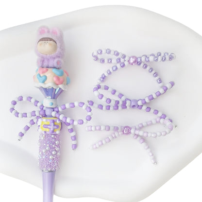 Versatile bow cute pen beaded DIY accessories mobile phone hanging beaded chain millet beads finished bow accessories