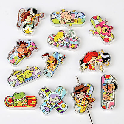100Pcs Cartoon Toy Story Acrylic Skateboard Patch Beads Buzz Woody DIY Earrings Keychain Accessories
