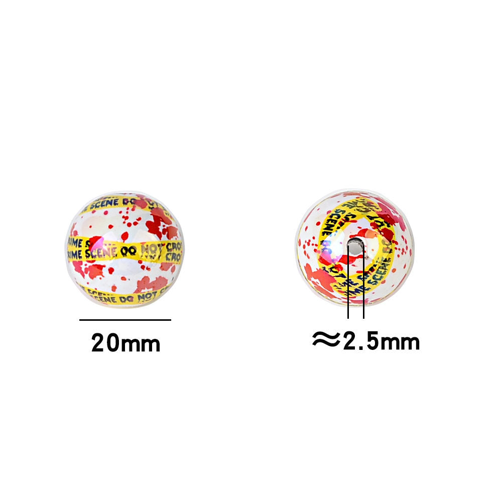 100Pcs 20mm acrylic solid color printing letter warning line straight hole beads DIY key chain bead pen accessories