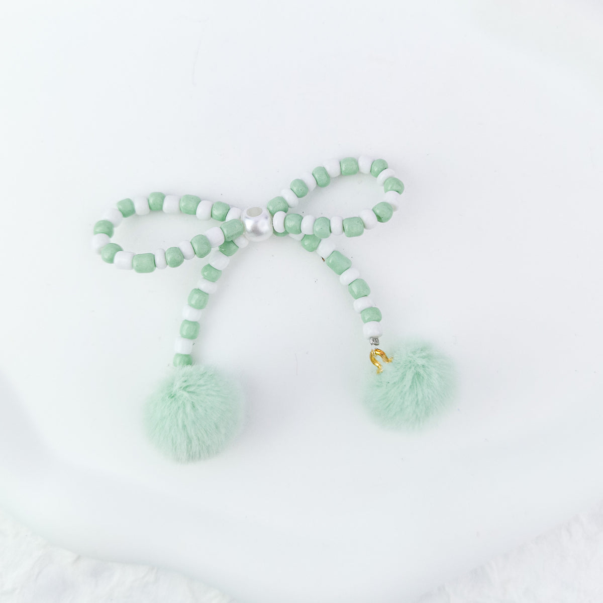 Versatile bow cute pen beaded DIY accessories mobile phone hanging beaded chain millet beads finished bow accessories
