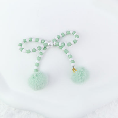 Versatile bow cute pen beaded DIY accessories mobile phone hanging beaded chain millet beads finished bow accessories