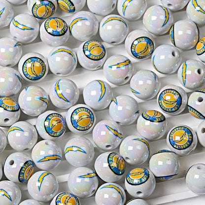 100Pcs 16MM American NFL32 football teams printed round beads DIY double-sided printed bead pen car hanging mobile phone with