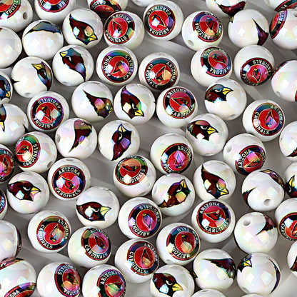 100Pcs 16MM American NFL32 football teams printed round beads DIY double-sided printed bead pen car hanging mobile phone with