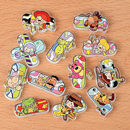 100Pcs Cartoon Toy Story Acrylic Skateboard Patch Beads Buzz Woody DIY Earrings Keychain Accessories