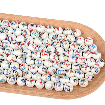 100Pcs double-sided printing I LOVE USA through hole beaded free Muse DIY mobile phone chain bag pendant material jewelry matching