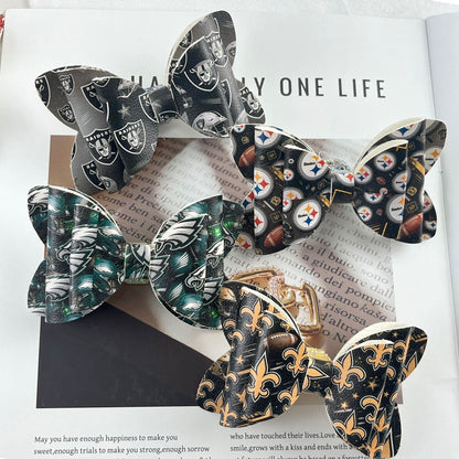 Cross-border fashion football team bow creative fashion PU beaded new DIY acrylic sugar loose beads