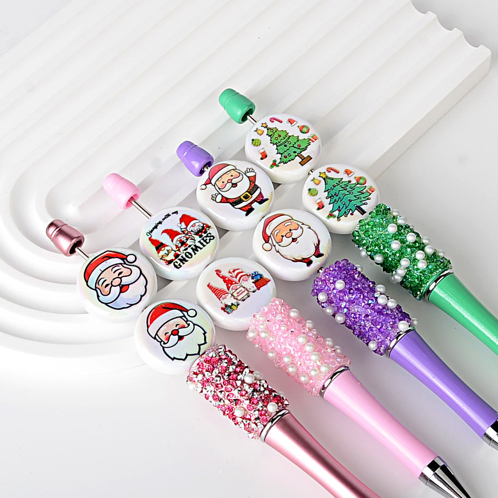 100Pcs double-sided printing Christmas series Santa Claus Christmas tree flat bead DIY jewelry accessories decoration handmade materials